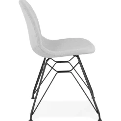 Chaise design 'DECLIK' grise claire avec pieds en métal noir