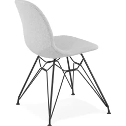Chaise design 'DECLIK' grise claire avec pieds en métal noir