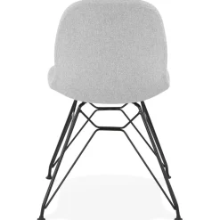 Chaise design 'DECLIK' grise claire avec pieds en métal noir