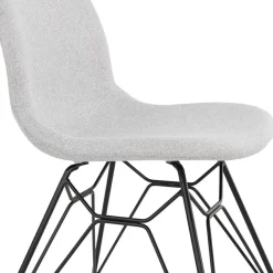 Chaise design 'DECLIK' grise claire avec pieds en métal noir