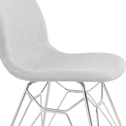 Chaise design 'DECLIK' grise claire avec pieds en métal chromé