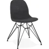 Chaise design 'DECLIK' gris foncé avec pieds en métal noir