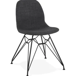 Chaise design 'DECLIK' gris foncé avec pieds en métal noir