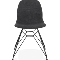 Chaise design 'DECLIK' gris foncé avec pieds en métal noir