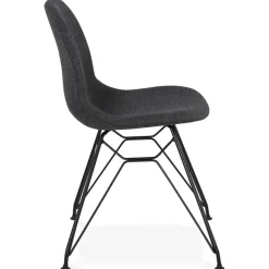 Chaise design 'DECLIK' gris foncé avec pieds en métal noir