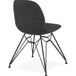 Chaise design 'DECLIK' gris foncé avec pieds en métal noir