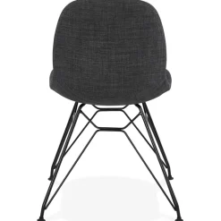 Chaise design 'DECLIK' gris foncé avec pieds en métal noir