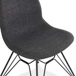 Chaise design 'DECLIK' gris foncé avec pieds en métal noir