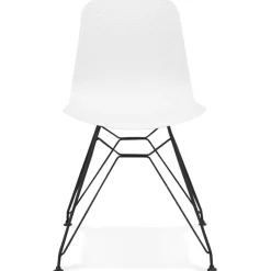 Chaise design 'GAUDY' blanche style industriel avec pied en métal noir