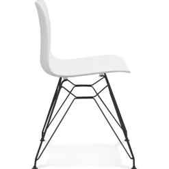 Chaise design 'GAUDY' blanche style industriel avec pied en métal noir