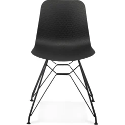 Chaise design 'GAUDY' noire style industriel avec pied en métal noir