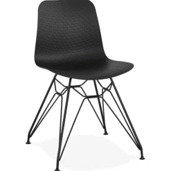 Chaise design 'GAUDY' noire style industriel avec pied en métal noir