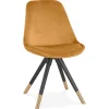Chaise design 'HAMILTON' en velours moutarde et pieds en bois noir