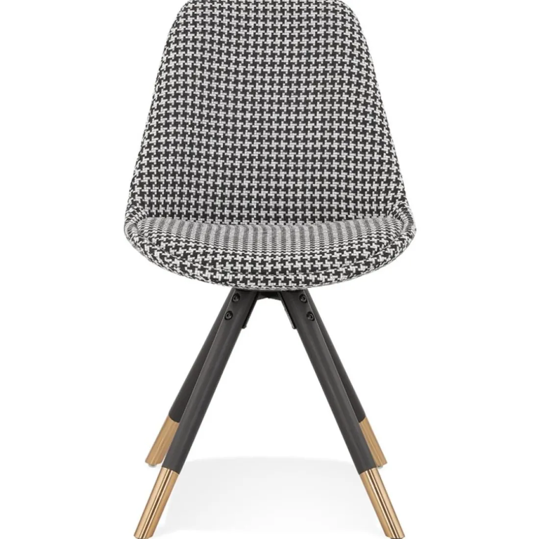 Chaise design 'HAMILTON' en tissu pied de poule et pieds en bois noir