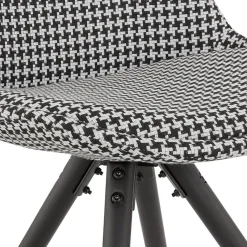 Chaise design 'HAMILTON' en tissu pied de poule et pieds en bois noir