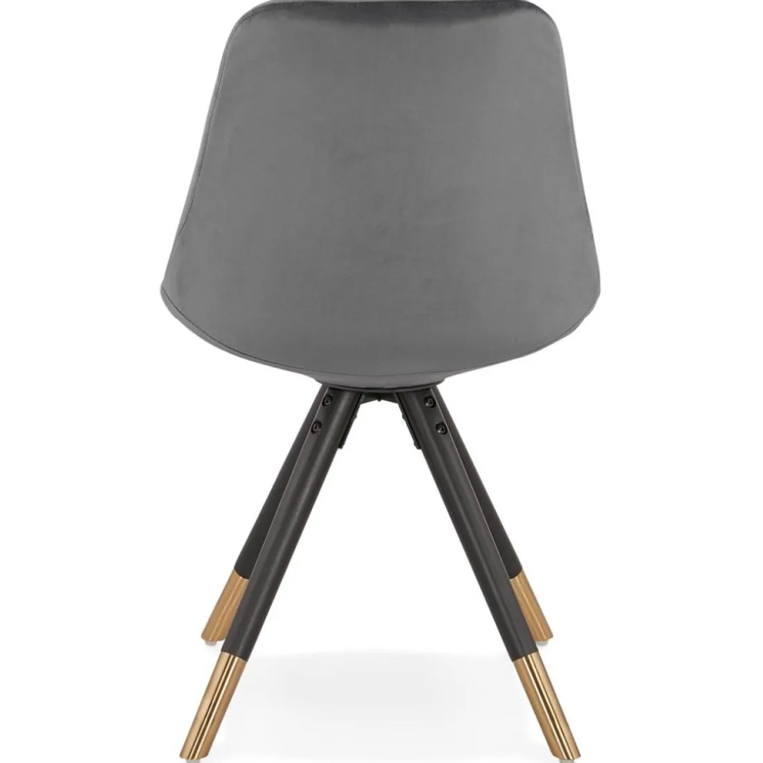 Chaise design 'HAMILTON' en velours gris et pieds en bois noir