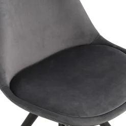 Chaise design 'HAMILTON' en velours gris et pieds en bois noir