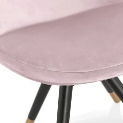 Chaise design 'HAMILTON' en velours rose et pieds en bois noir