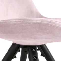 Chaise design 'HAMILTON' en velours rose et pieds en bois noir