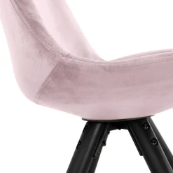 Chaise design 'HAMILTON' en velours rose et pieds en bois noir