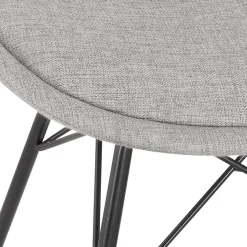 Chaise design 'INDIA' en tissu gris et pieds en métal noir