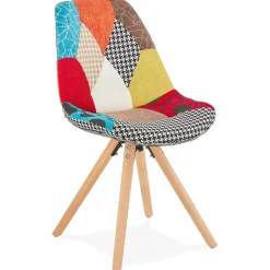 Chaise design 'LUCY' en tissu style patchwork