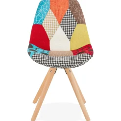 Chaise design 'LUCY' en tissu style patchwork