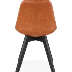 Chaise design 'NIAGARA' brune avec pieds en bois noir
