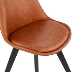 Chaise design 'NIAGARA' brune avec pieds en bois noir