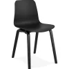 Chaise design 'PACIFIK' noire avec pieds en bois noir