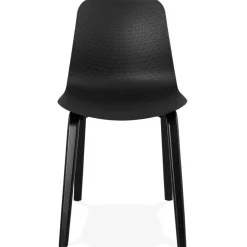 Chaise design 'PACIFIK' noire avec pieds en bois noir
