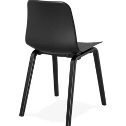 Chaise design 'PACIFIK' noire avec pieds en bois noir