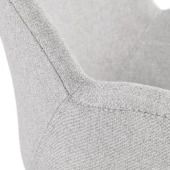 Chaise design 'PLANET' en tissu gris clair avec pieds en métal noir