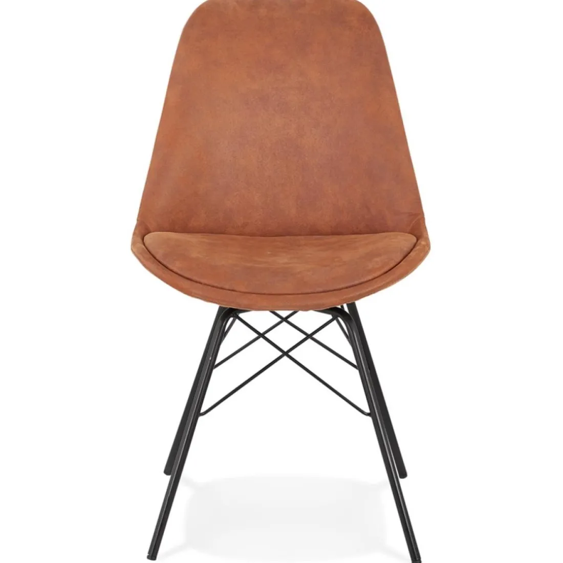 Chaise design 'ROYAL' en microfibre brune et pieds en métal noir