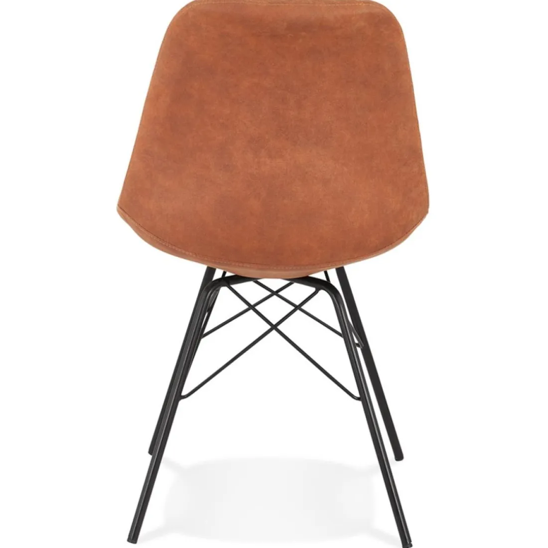 Chaise design 'ROYAL' en microfibre brune et pieds en métal noir