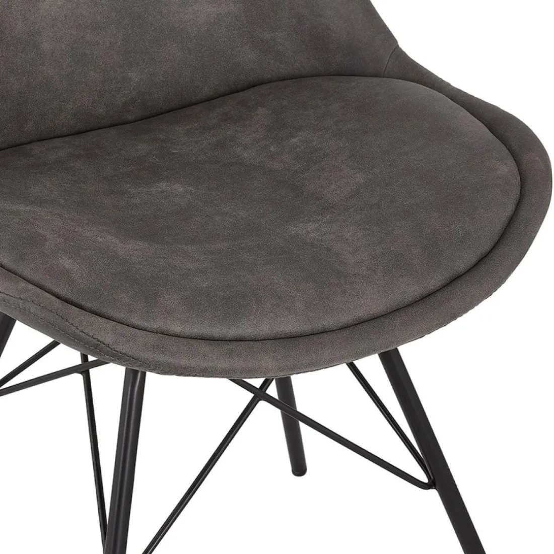 Chaise design 'ROYAL' en microfibre grise et pieds en métal noir