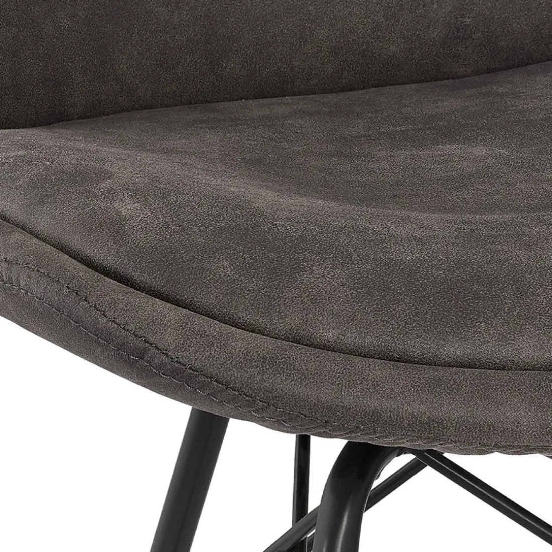 Chaise design 'ROYAL' en microfibre grise et pieds en métal noir