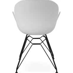 Chaise design 'SATELIT' blanche style industriel avec pieds en métal noir