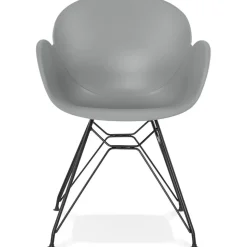 Chaise design 'SATELIT' grise style industriel avec pieds en métal noir