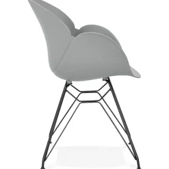 Chaise design 'SATELIT' grise style industriel avec pieds en métal noir