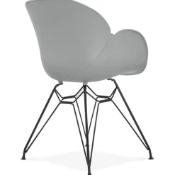 Chaise design 'SATELIT' grise style industriel avec pieds en métal noir