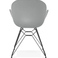 Chaise design 'SATELIT' grise style industriel avec pieds en métal noir