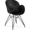 Chaise design 'SATELIT' noire style industriel avec pieds en métal noir
