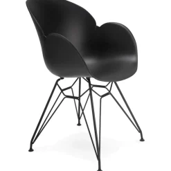 Chaise design 'SATELIT' noire style industriel avec pieds en métal noir