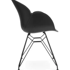Chaise design 'SATELIT' noire style industriel avec pieds en métal noir
