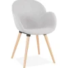 Chaise design scandinave 'TAPIOCA' en tissu gris clair