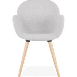 Chaise design scandinave 'TAPIOCA' en tissu gris clair