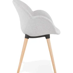 Chaise design scandinave 'TAPIOCA' en tissu gris clair