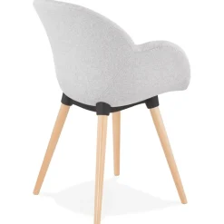 Chaise design scandinave 'TAPIOCA' en tissu gris clair