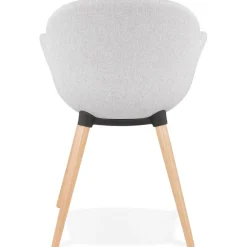 Chaise design scandinave 'TAPIOCA' en tissu gris clair